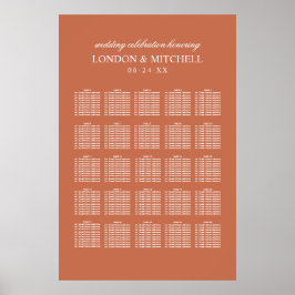 Póster Monograma Naranja de Terracota Clásico Elegante