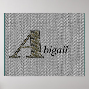 Póster Monograma Nombre Inicial A Hidrangea Floral Post