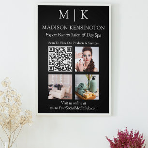 Póster Monograma o Añadir logotipo Empresa QR Código Foto