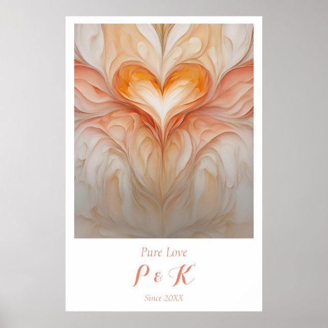 Póster Monograma personalizado "amor puro" para pareja (Frente)