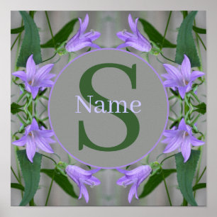 Póster Monograma personalizado con tu inicial nombre flor