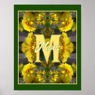 Póster Monograma personalizado con tu nombre inicial Flor