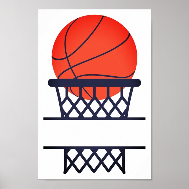 Póster Monograma Personalizado De Baloncesto Y División N (Frente)