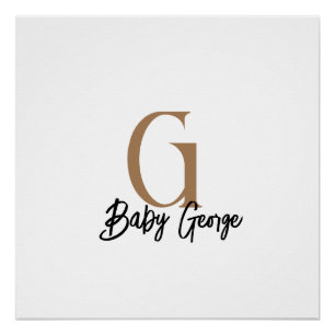 Póster monograma personalizado de bebé unisex nombre pers