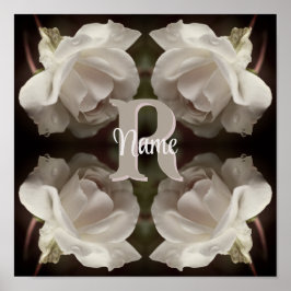 Póster Monograma Personalizado Rosas Vintage Personalizad