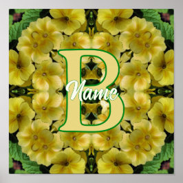 Póster Monograma personalizado Tu flor de prímula inicial