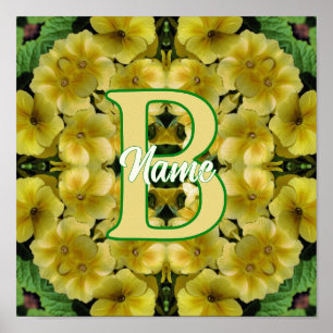 Póster Monograma personalizado Tu flor de prímula inicial