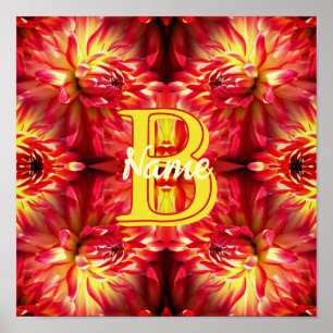 Póster Monograma Personalizado Tu Nombre Inicial Flor de