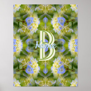 Póster Monograma Personalizado Tu Nombre Inicial Flor de