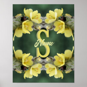 Póster Monograma Personalizado Tu Nombre Inicial Mullein