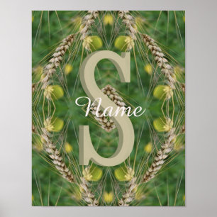 Póster Monograma Personalizado Tu Nombre Inicial Naturale