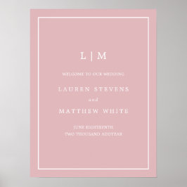 Póster Monograma Rosa Polvoriento Boda de bienvenida eleg