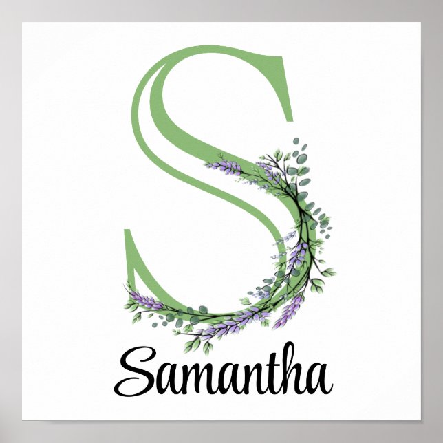 Póster Monograma S Lavender Poster de vivero Eucalyptus (Frente)