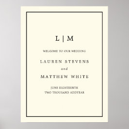 Póster Monograma simple Boda de bienvenida elegante de ma
