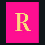Póster Monograma simple rosado caliente<br><div class="desc">Se trata de un diseño monográfico sencillo, moderno y personalizado. Este elegante diseño es de tendencia rosa/ fucsia con tipografía elegante. Es perfecto para un regalo personalizado o ideal como un regalo de decoración de hogar lindo para ti. Simplemente agregue su letra inicial tecleándola en el cuadro de texto personalizar....</div>