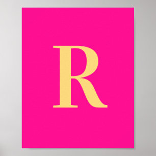 Póster Monograma simple rosado caliente