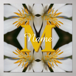 Póster Monograma tu nombre con la inicial floral personal