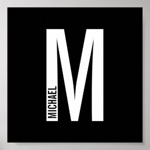 Póster Monograma y nombre negrita personalizado moderno