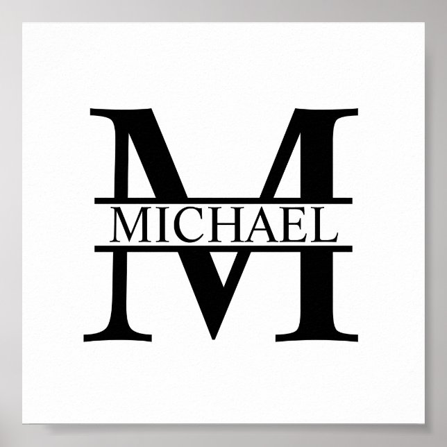 Póster Monograma y nombre personalizados (Frente)