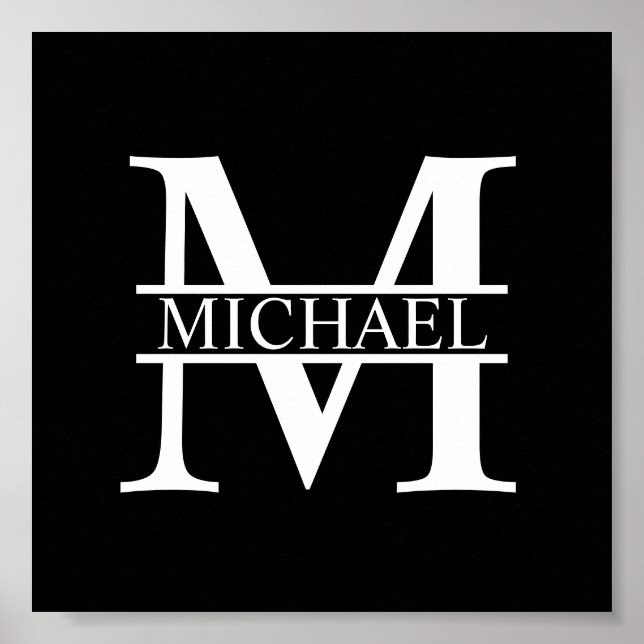 Póster Monograma y nombre personalizados (Frente)