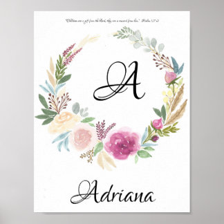 Póster Monograma y poster de nombres, niños nombran poste