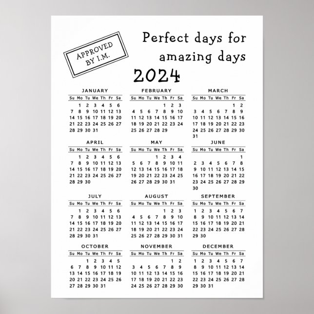 Póster Monogramado 2021 Calendario Blanco Negro Motivació (Frente)