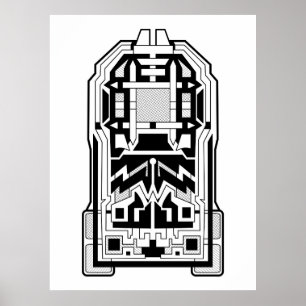 Póster Monolito geométrico Resumen Blanco y negro