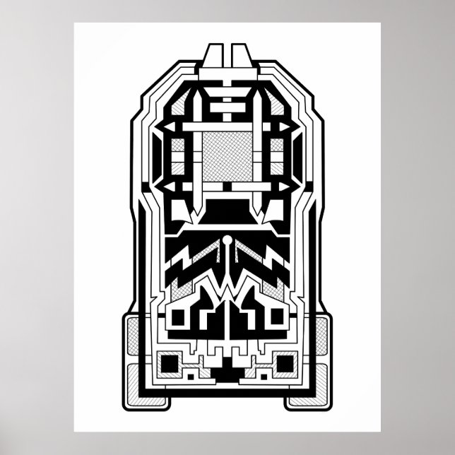 Póster Monolito geométrico Resumen Blanco y negro (Frente)