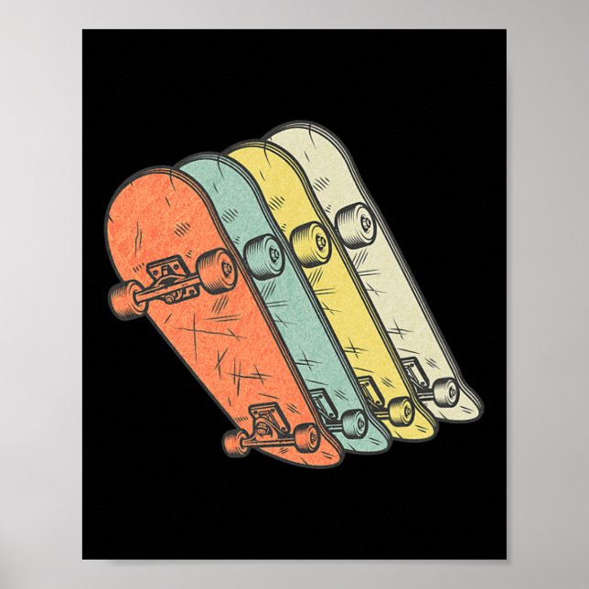 Póster Monopatín - Monopatín Retro Vintage Monopatín (Frente)