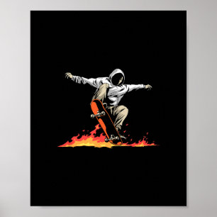 Póster Monopatín Monopatista Patinador En Llamas - Monopa
