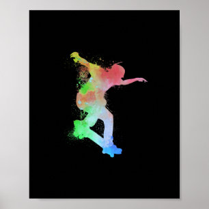 Póster Monopatín Monopatista Salpicadura de agua Patinado