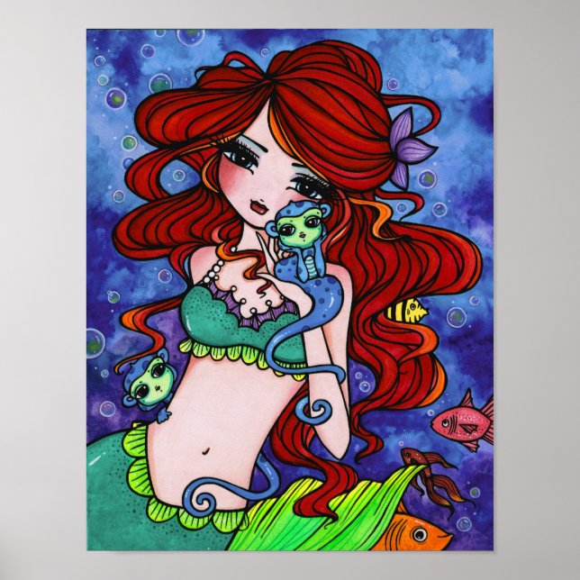 Póster "Monos marinos de Bella" Fairy Mermaid Fantasy Art (Frente)