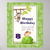 Monos que se balancean de árboles Feliz cumpleaños