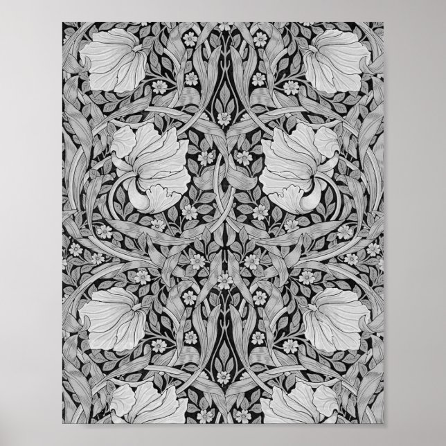 Póster Monotone gris impermeable, William Morris (Frente)