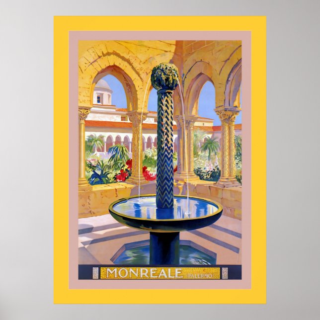 Póster Monreale ~ Palermo ~ Viaje italiano de época (Frente)