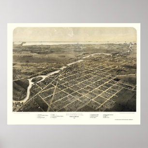 Póster Monroe, Mapa Panorámico de MI - 1866