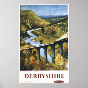 Póster Monsal Dale, tren y viaducto British Rail