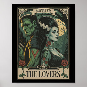 Póster Monster Amantes Tarot Card Gótico Frankenstein Hal