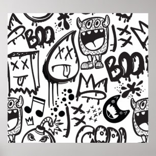 Póster Monster Boys: Patrón dibujado a mano