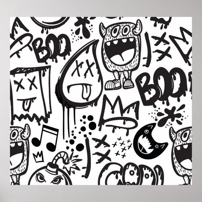 Póster Monster Boys: Patrón dibujado a mano (Frente)