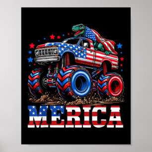 Póster Monster Camión Bandera Estadounidense Niños patrió