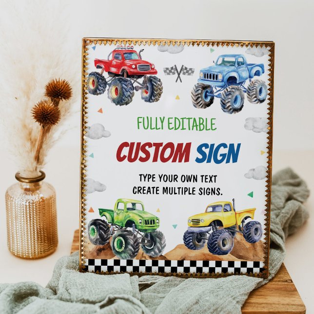 Póster Monster Camión Niños Rótulo de mesa Fiesta de cump (Subido por el creador)