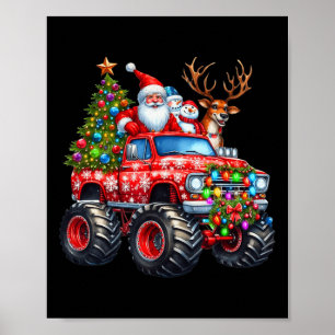 Póster Monster Camión Santa Reindeer Niños Árboles de Nav