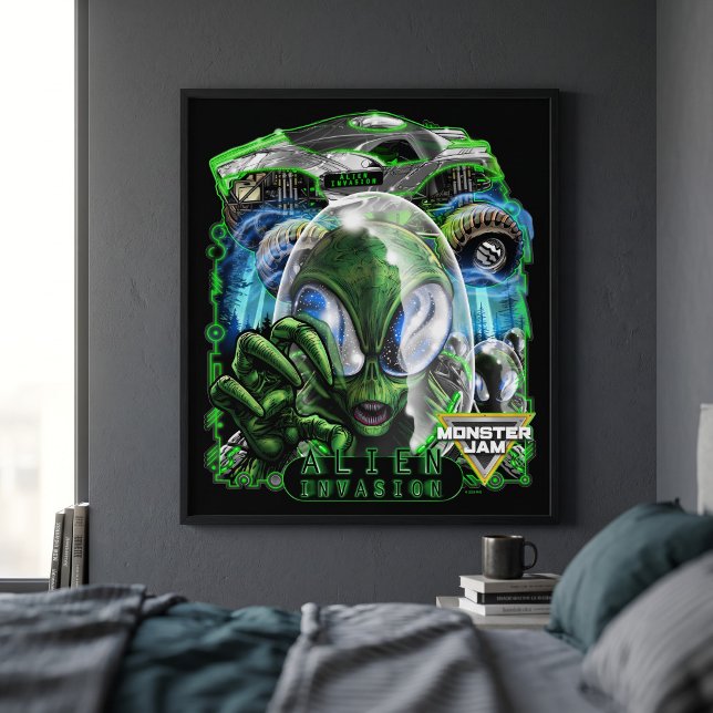 Póster Monster Jam Invasión Alien (Simulated poster in frame)
