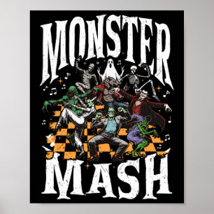 Póster Monster Mash Retro Halloween Funny Monster Spooki