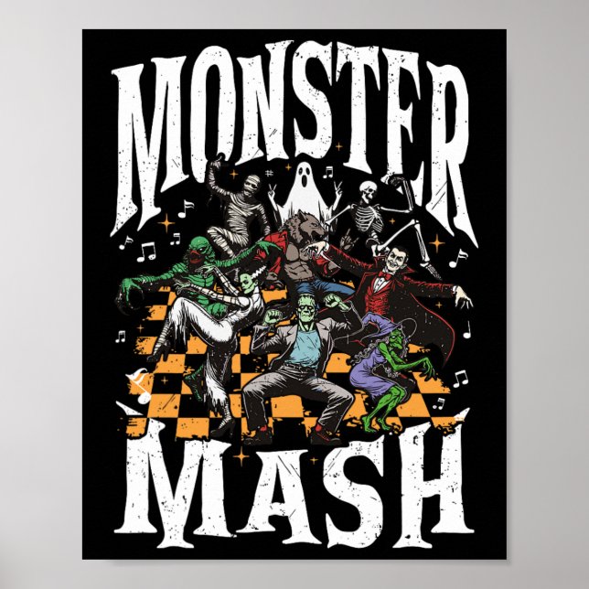 Póster Monster Mash Retro Halloween Funny Monster Spooki (Frente)