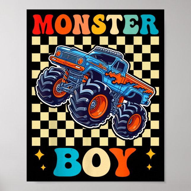 Póster Monster Truck Boy Family Matching Monster Trucks B (Frente)