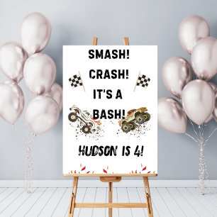 Póster Monster Truck Boys Personalizable fiesta de cumple