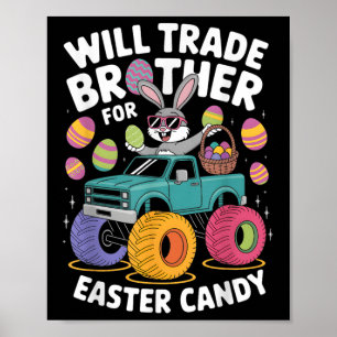 Póster Monster Truck Cute Bunny Comerciará Hermano Por Ea
