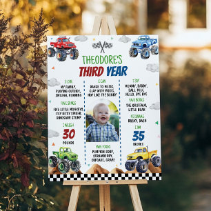 Póster Monster Truck Niños Poster de fotos de cumpleaños